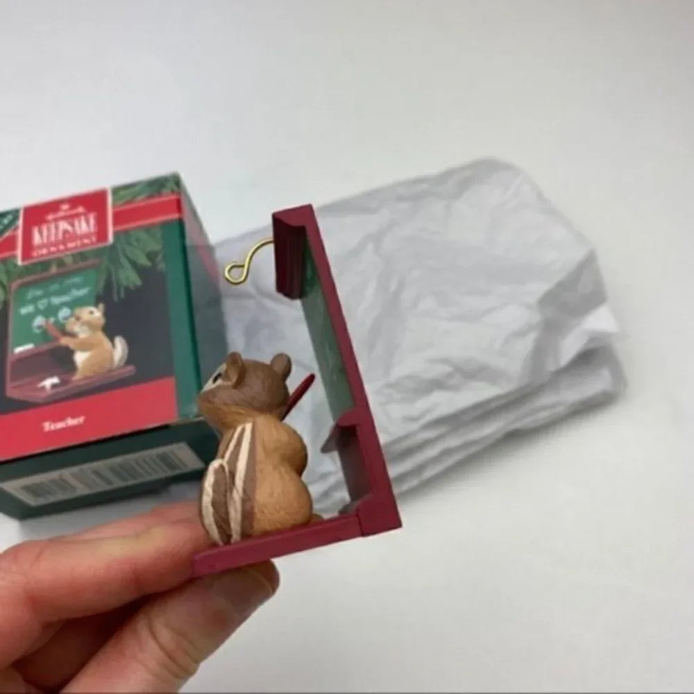 Hallmark Keepsake Ornament Handcrafted Chipmunk Teacher 1990